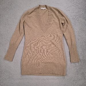 Barrow & Grove Sweater Womens Small S Tan Pure Cashmere Medium Wash V Neck